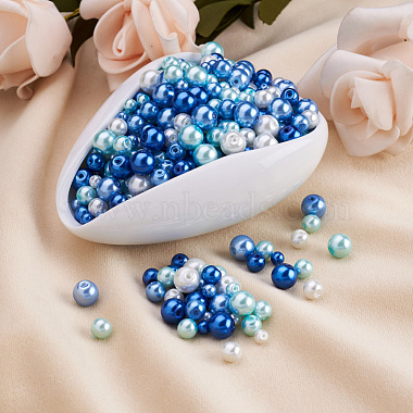 Cheriswelry 12 Stränge 12 Stil backen bemalte perlisierte Glasperlen runde Perlenstränge(HY-CW0001-02)-5
