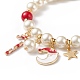 Natural Mashan Jade & Glass Pearl Beaded Stretch Bracelet(BJEW-TA00143)-4