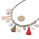 Alloy Starfish & Turtle & Natual Shell & Tassel Charms Bib Necklace(NJEW-TA00049)-5