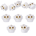 5Pcs Opaque Resin Pendants, Owl Charm, with Platinum Iron Loop, Light Grey, 26x31x22mm, Hole: 2mm(RESI-TADJ0001-26A)