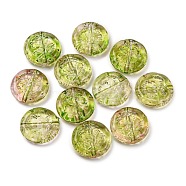 370Pcs Two Tone Transparent Acrylic Beads, Flat Round, Yellow Green, 18x5mm, Hole: 1.8mm, about 370pcs/500g(MACR-K359-27B)