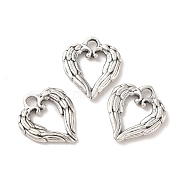 Tibetan Style Alloy Pendants, Heart Wing Charm, Antique Silver, 20x16.5x2mm, Hole: 2.5x3mm, about 357pcs/500g(TIBE-B001-72AS)