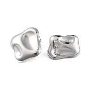 304 Stainless Steel Stud Earrings, Platinum, 24.5x22.5mm(EJEW-O004-07P)