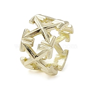 Rack Plating Brass Cuff Rings, Hollow Arrow, Real 18K Gold Plated, US Size 7 1/4(17.5mm)(RJEW-K257-14G)