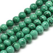 Natural Malachite Beads Strands, Round, 10mm, Hole: 1.5mm, about 40pcs/strand, 15.7 inch(G-R432-11-10mm)