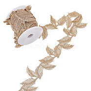 Filigree Polyester Ribbon, leaf, Gold, 1-3/4 inch(46mm), about 6.66 Yards(6.09m)/Roll(OCOR-CA0001-23)