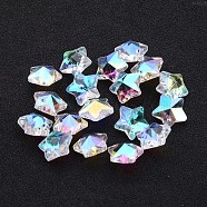 Glass Pendants, Faceted Christmas Star, Clear AB, AB Color Plated, 13x7mm, hole: 1mm(GB005AB)