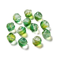 Transparent Glass Beads, Gradient Color, Walnut, Green, 12x13x12mm, Hole: 1.2mm(GLAA-D025-04H)