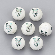Electroplate Glass Beads, Round with Constellations Pattern, Green Plated, Scorpio, 10mm, Hole: 1.2mm(EGLA-S178-11G-05)