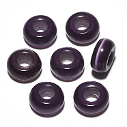 Cat Eye European Beads, Large Hole Beads, Rondelle, Purple, 14x7mm, Hole: 5~6mm(X-G-S359-071J)