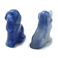 Natural Blue Aventurine Carved Dog Figurines, for Home Office Desktop Decoration, 10~13x16~18x24~25mm(DJEW-L023-A07)