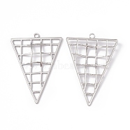 304 Stainless Steel Big Pendants, Hollow, Triangle Charm, Stainless Steel Color, 50.5x35x2.5mm, Hole: 2.4mm(STAS-B031-01P)
