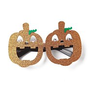 Halloween Plastic & Non-woven Fabric Glitter Glasses Frames, for Halloween Party Costume Decoration Accessories, Pumpkin, 159x157x26mm(AJEW-E053-01G)