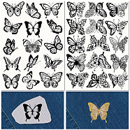 PVA Water-soluble Embroidery Aid Drawing Sketch, Rectangle with Rainbow & Insects, Butterfly, 297x210mmm, 2pcs/set(DIY-WH0514-008)