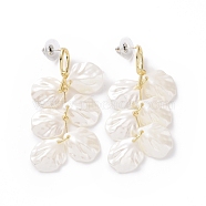 Acrylic Imitation Shell Dangle Earrings, Alloy Drop Earrings with 925 Sterling Silver Pins for Women, White, 58mm, Pin: 0.8mm(EJEW-L281-02LG)