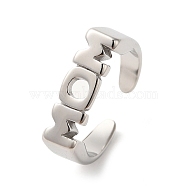 Mother's Day Theme 304 Stainless Steel Rings for Women, with Word Mom, Stainless Steel Color, Inner Diameter: 16mm(RJEW-D023-01G-02)