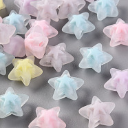Transparent Acrylic Beads, Frosted, Bead in Bead, Star, Mixed Color, 15.5x16x9.5mm, Hole: 3mm(X-TACR-S152-11C)