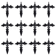 30Pcs Gothic Style Alloy Pendents, Sword with Wing, Electrophoresis Black, 44x34.5x3mm, Hole: 4mm(FIND-SC0004-02)
