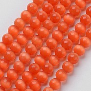 Cat Eye Beads, Round, Orange Red, 8mm, Hole: 1mm, about 15.5 inch/strand, about 49pcs/strand(CER8mm08)