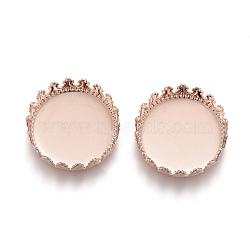 304 Stainless Steel Cabochon Settings, Lace Edge Bezel Cups, Flat Round, Rose Gold, Tray: 15mm, 16x4mm(STAS-P249-11RG)
