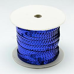 Plastic Paillette Beads, Sequins Beads, Ornament Accessories, Flat Round, Blue, 4mm, about 100yards/roll(PVC-Q085-4mm-5)