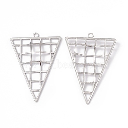 304 Stainless Steel Big Pendants, Hollow, Triangle Charm, Stainless Steel Color, 50.5x35x2.5mm, Hole: 2.4mm(STAS-B031-01P)