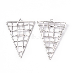 Non-Tarnish 304 Stainless Steel Big Pendants, Hollow, Triangle Charm, Stainless Steel Color, 50.5x35x2.5mm, Hole: 2.4mm(STAS-B031-01P)