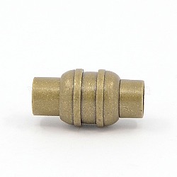 Brass Magnetic Clasps with Glue-in Ends, Column, Antique Bronze, 17x9mm, Hole: 5mm(KK-M049-5mm-AB-NF)