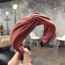 Retro Wide Twist Cloth Hair Bands, Hair Accessories for Women, Indian Red, 155~160x32~35x15mm(OHAR-PW0001-179J)