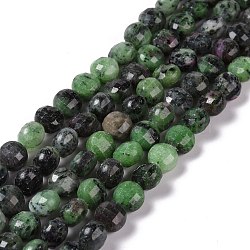 Natural Ruby in Zoisite Beads Strands, Faceted, Flat Round, 8.5~9x5~5.5mm, Hole: 1mm, about 45pcs/strand, 15.16''(38.5cm)(G-K318-12)