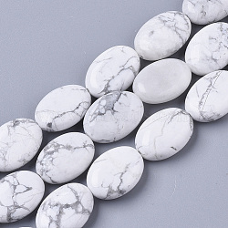 Natural Howlite Beads Strands, Oval, 18x13.5x6~7mm, Hole: 1.2mm, about  20~22pcs/Strand, 15.55 inch(39.5 cm)(X-G-S359-006)