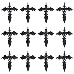 30Pcs Gothic Style Alloy Pendents, Sword with Wing, Electrophoresis Black, 44x34.5x3mm, Hole: 4mm(FIND-SC0004-02)