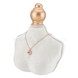 Wood & Velvet Necklaces Display, White, 16x9.95x20.5cm(NDIS-WH0017-08)