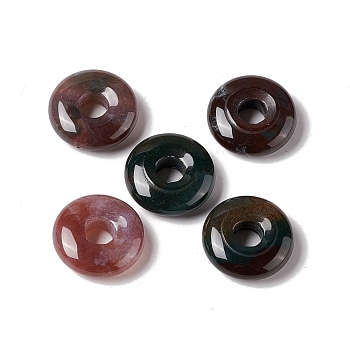 Natural Indian Agate Pendants, Donut/Pi Disc Charm Charm, 20x5~7mm, Hole: 6mm