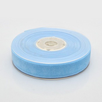 Polyester Velvet Ribbon for Gift Packing and Festival Decoration, Light Sky Blue, 3/4 inch(19mm), about 25yards/roll(22.86m/roll)