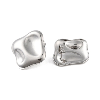 304 Stainless Steel Stud Earrings, Platinum, 24.5x22.5mm
