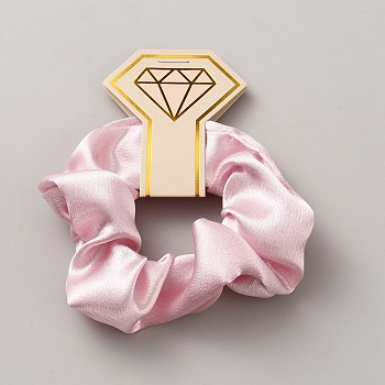 Cloth with Paper Elastic Hair Accessories, for Girls or Women, Scrunchie/Scrunchy Hair Ties, Pink, 56x100x1mm, Inner Diameter: 33mm