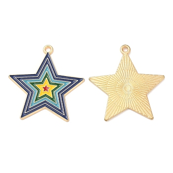 Alloy Pendants, with Enamel, Golden, Cadmium Free & Lead Free, Star Charms, Colorful, 31.5x30x1mm, Hole: 1.6mm