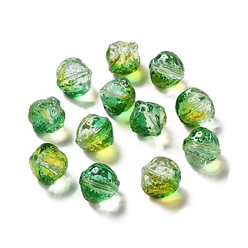 Transparent Glass Beads, Gradient Color, Walnut, Green, 12x13x12mm, Hole: 1.2mm