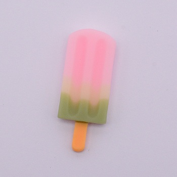 Resin Decoden Cabochons, Imitation Food, Ice-Lolly, Pink, 37x15x6mm