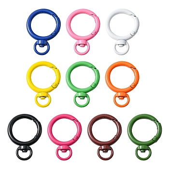 10Pcs Spray Painted Alloy Swivel Snap Hooks Clasps, Rings, Mixed Color, 39.5x28x6mm, Hole: 9mm, inner diameter: 19.5mm