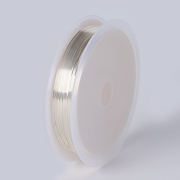 Round Copper Wire for Jewelry Making, Long-Lasting Plated, Silver Color Plated, 26 Gauge, 0.4mm, about 32.8 Feet(10m)/roll, 10 rolls/group