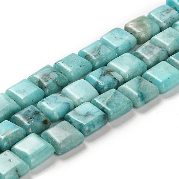 Natural Dolomite Beads Strands, Dyed, Sqaure, Turquoise, 10x10x4.5mm, Hole: 1.4mm, about 40pcs/strand, 15.55 inch(39.5cm)