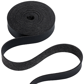 2M Flat Microfiber Imitation Leather Cord, for Clothes Decor, Black, 12mm, about 2.19 Yards(2m)/Roll