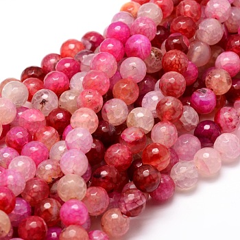 Dyed Natural Agate Faceted Round Beads Strands, Colorful, 10mm, Hole: 1mm, about 38pcs/strand, 14.5 inch
