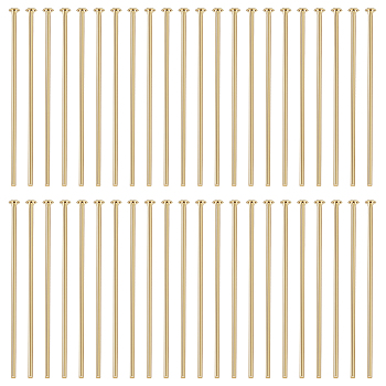 4 Bags Brass Flat Head Pins, Long-Lasting Plated, for Jewelry Making, Real 18K Gold Plated, 21 Gauge, 30x0.7mm, Head: 2mm, about 100pcs/bag