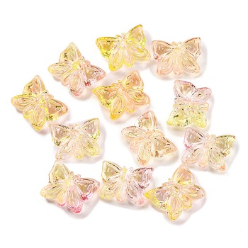 926Pcs Transparent Two Tone Acrylic Beads, Bowknot, Pink, 11.5x14.5x5mm, Hole: 1.8mm, about 926pcs/500g