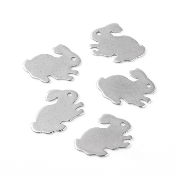 201 Stainless Steel Bunny Pendants, Rabbit, Stamping Blank Tag, Stainless Steel Color, 11x15.5x0.6mm, Hole: 1mm