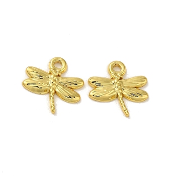 304 Stainless Steel Charms, Dragonfly Charm, Real 18K Gold Plated, 11x11x1.3mm, Hole: 1.2mm