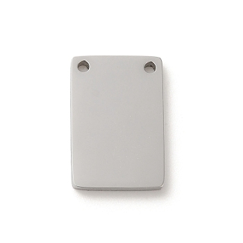 304 Stainless Steel Stamping Blank Tag Charms, Laser Cut, Rectangle Charm, Stainless Steel Color, 15x10x1.5mm, Hole: 1.2mm
